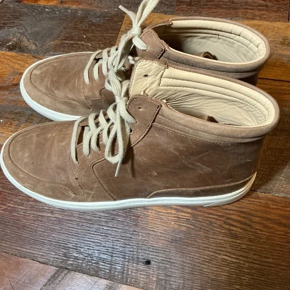 Nisolo Everyday Mid Top Men’s Sneakers Tobacco Brown Leather Size 9.5 - Picture 6 of 12